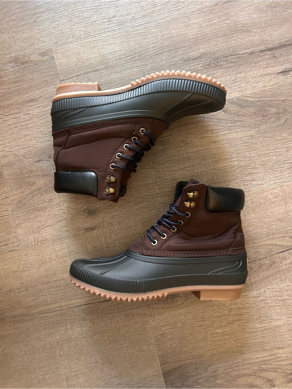 Tommy Hilfiger Men's Waterproof Duck Rain Boots Brown Lace Up Size 10